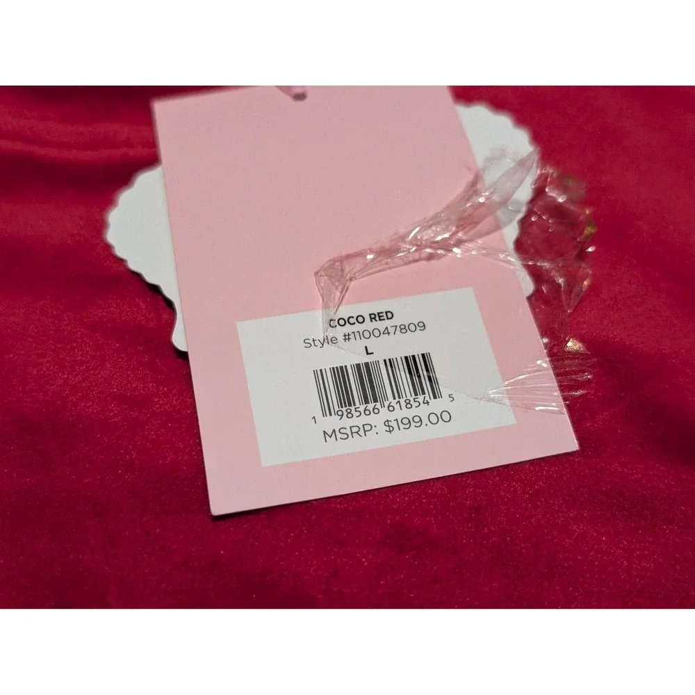 Juicy Couture Velour Tracksuit Set Red Rhinestone Crewneck Sweatshirt Pants‎ L - Picture 4 of 14